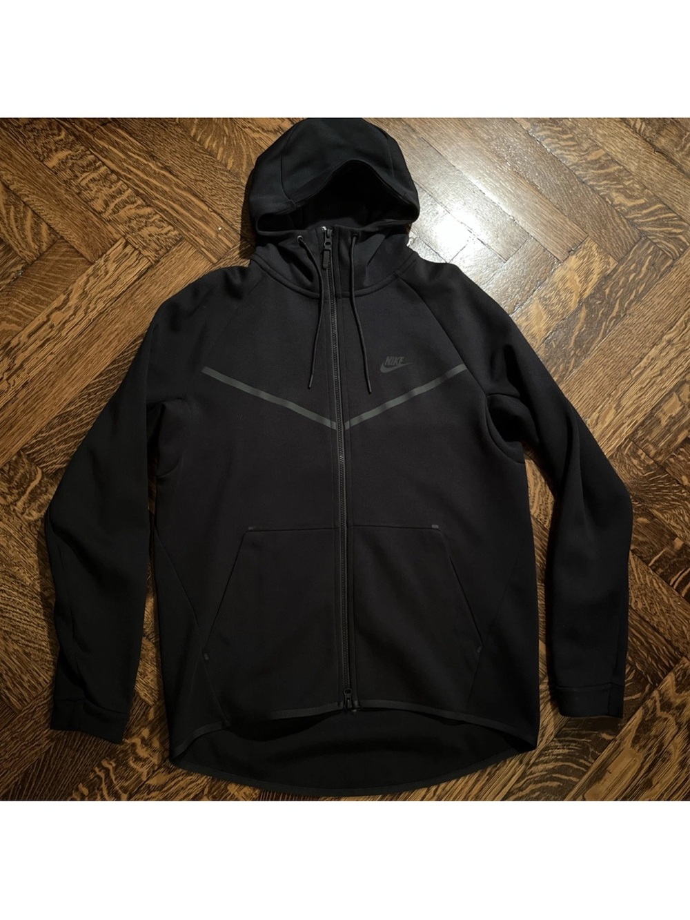 Nike Men's Black Tech Fleece Full-Zip Hooded Jacket Size L